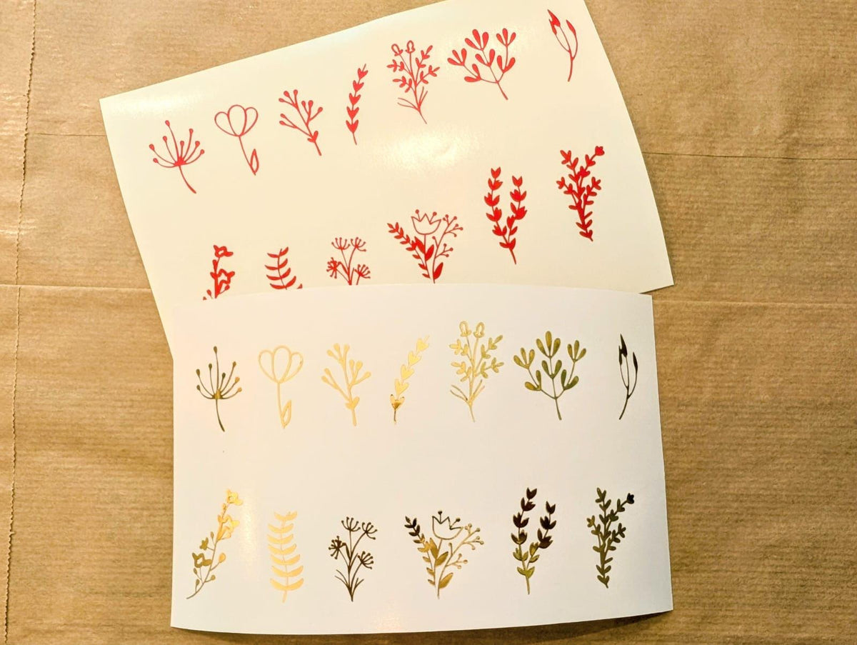 5x wildflowers easter egg decal, flowers small sticker for car windshield, removable rear view mirror sticker, windscreen decal, tiny decals
