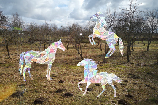 3 horses suncatchers, horse window decal, rainbow maker, suncatcher for window, rainbow suncatcher sticker, animals window cling