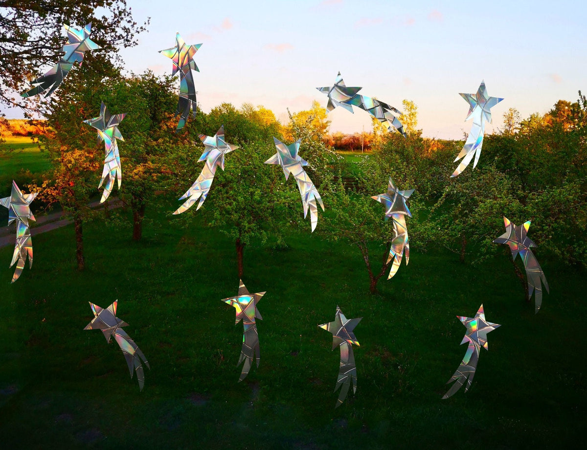 14 shooting star suncatchers, rainbow window decal, rainbow maker, suncatcher for window, rainbow suncatcher sticker