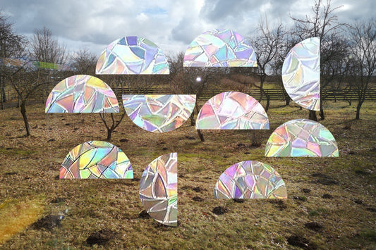 14 half circle suncatchers, semicircle window decal, rainbow maker, suncatcher for window, geometrical rainbow suncatcher sticker