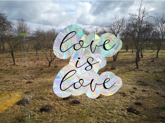 love is love window cling, lgbtq window decal, rainbow maker, suncatcher for window, rainbow suncatcher sticker, rainbow window cling
