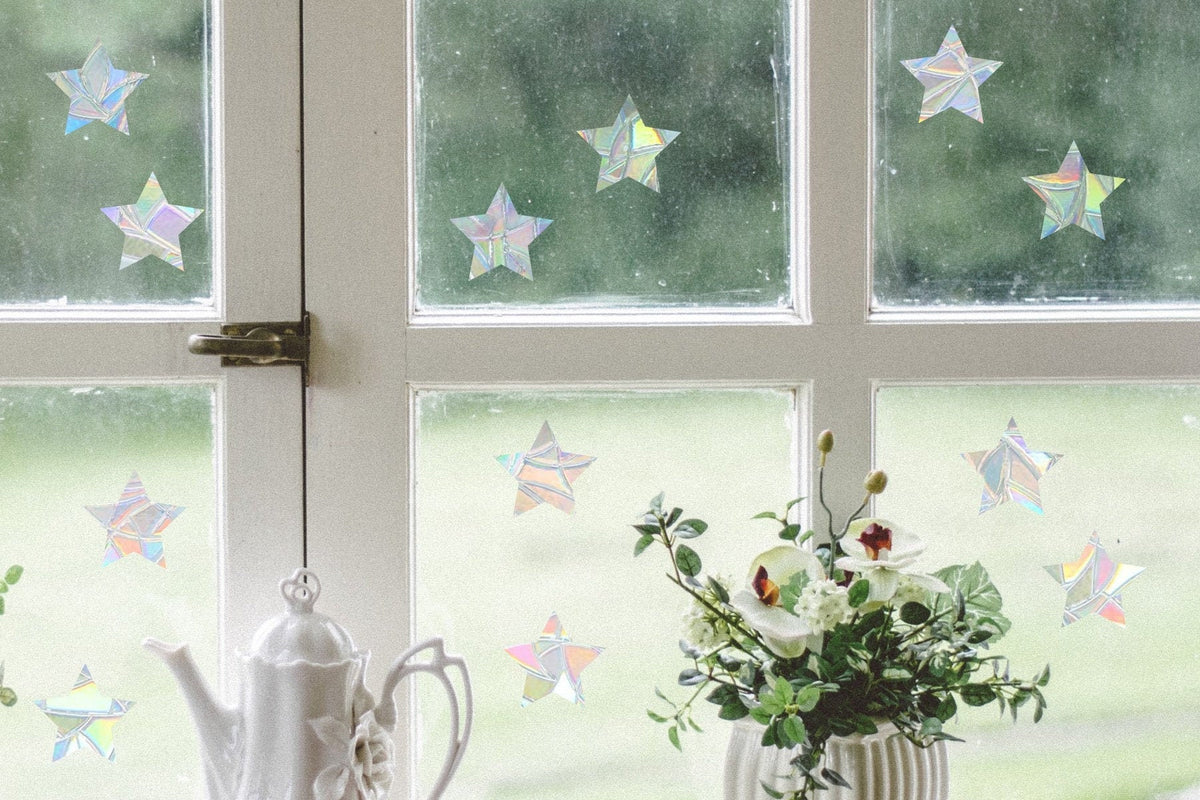 12 star shape suncatcher, stars window decal, rainbow maker, suncatcher for window, rainbow suncatcher sticker