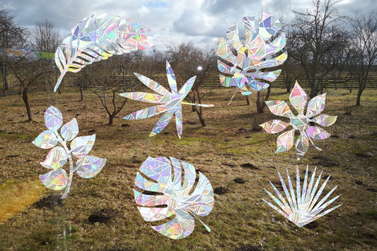 7 palm leaves suncatcher, monstera leaves window decal, rainbow maker, suncatcher for window, rainbow suncatcher sticker cling