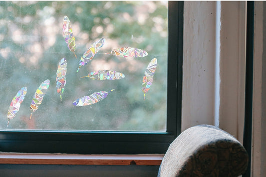 9 feathers suncatcher, feather window decal, rainbow maker, suncatcher for window, rainbow suncatcher sticker cling