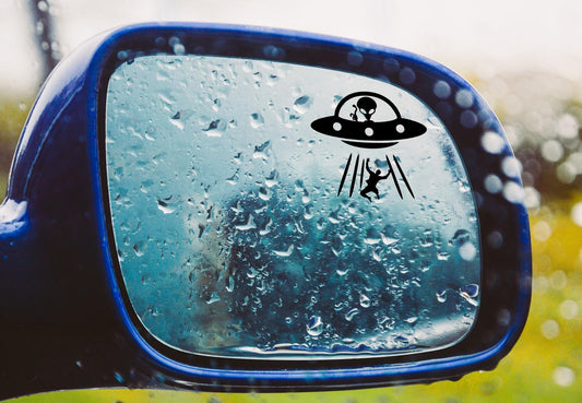 alien ufo abduction easter egg decal, small sticker for car windshield or mirror, removable sticker, windscreen decal, tiny hidden decals