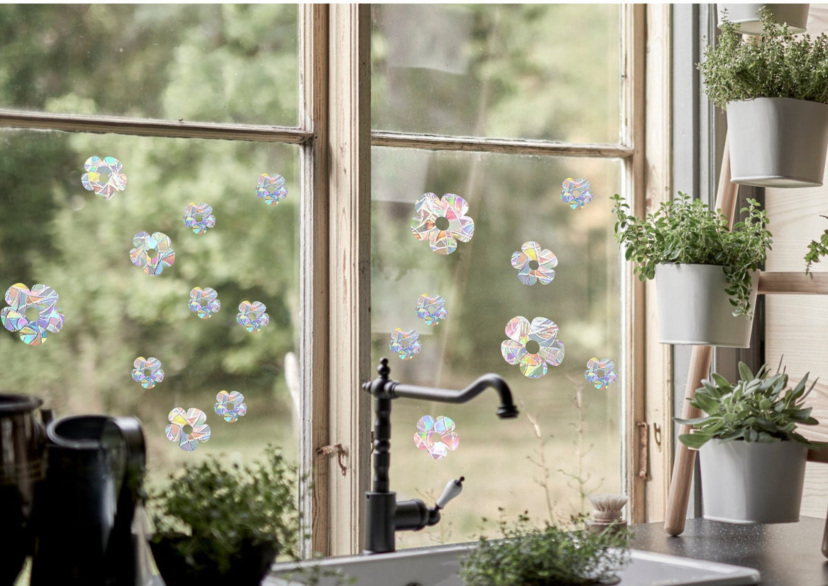 18 simple flower suncatchers, floral window decal, rainbow maker, daisy suncatcher for window, rainbow suncatcher sticker